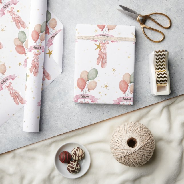 Papel De Presente Festa de aniversário do padrão da garota rosa Ball (Artesanato)