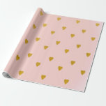 Papel De Presente Festa de aniversário Dourada de Corações  e Rosa-B<br><div class="desc">papel de empacotamento personalizado</div>