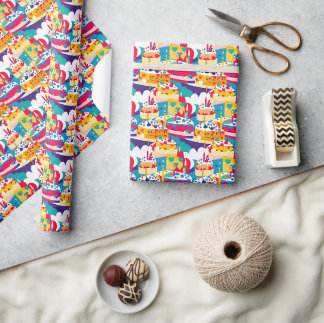 Papel De Presente Festa de Aniversário Feliz e Sem Olhos