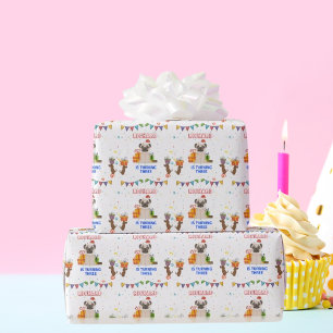 Papel De Presente Festa de Aniversário Infantil com Tema de Cachorri