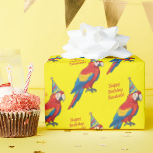 Papel De Presente Festa de Aniversário Infantil de Papagaio
