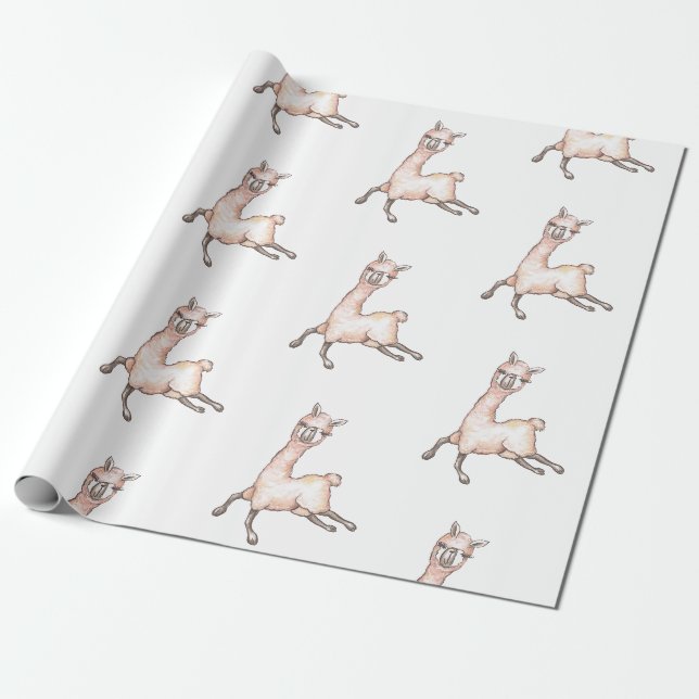 Papel De Presente Festa de Aniversário Infantil Llama (Desenrolado)