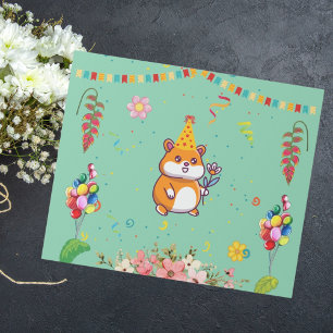 Papel De Presente Festa de Aniversário Infantil Temática de Hamster