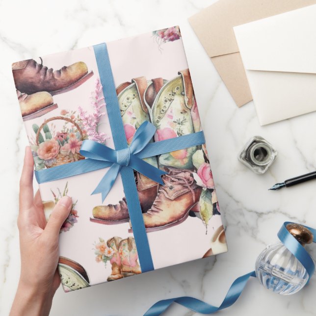 Papel De Presente Festa de aniversário Ocidental Selvagem de Cowgirl (Presentear)