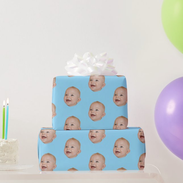 Papel De Presente Festa de Aniversário Personalizada com Rosto 1º 10 (Presentes para festas)