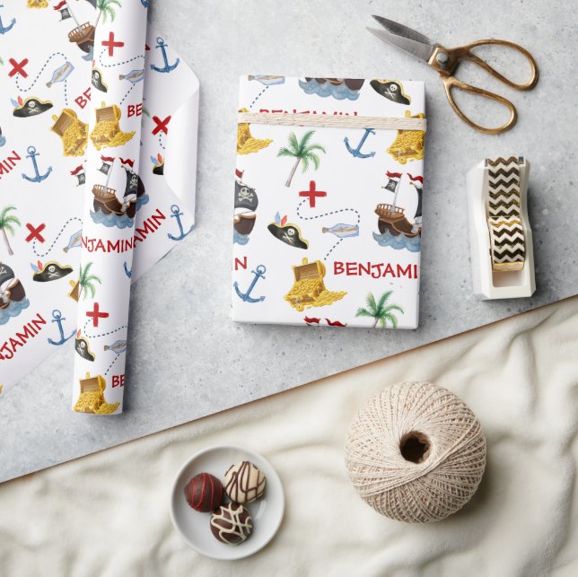 Papel De Presente Festa de aniversário Pirata (Artesanato)