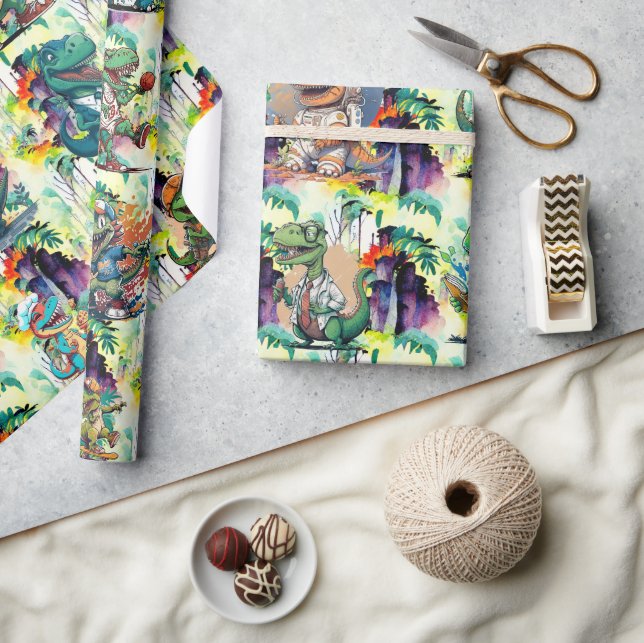 Papel De Presente Festa de aniversário Quic Dinossaur Trex (Artesanato)