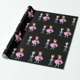 Papel De Presente Festa de Aniversário Retro Sock Hop