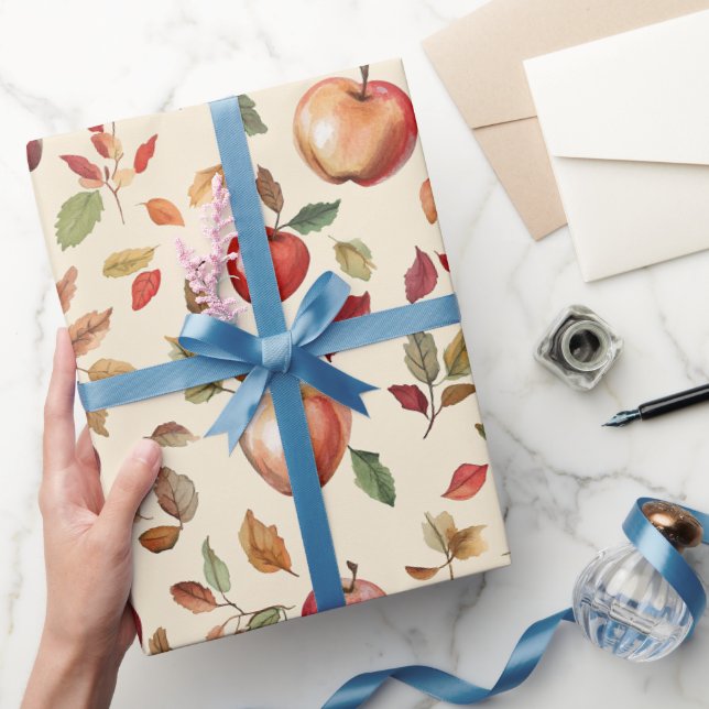 Papel De Presente Festa de Aquecimento Maçãs & Folhas (Presentear)
