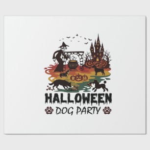 Papel De Presente Festa de Cães de Halloween Bruxas Cães Abóboras Ca