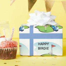 Papel De Presente Festa de Cartografia de Golf Happy Birdie / Glossy
