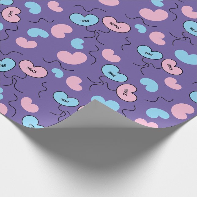 Papel De Presente Festa de Casamento do Sr e da Sra Balões Roxo Sem  (Ponta)