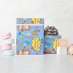 Papel De Presente Festa de Chá de Bebê Sloth Floral Corações Persona