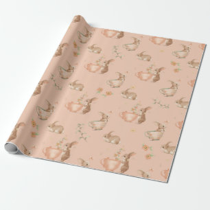 Papel De Presente festa de chá de coelhos fofos