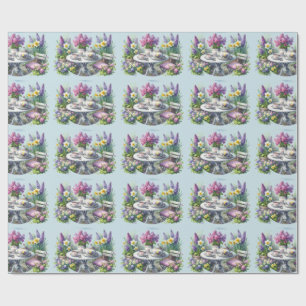 Papel De Presente Festa de Chá Floral Vintage no Jardim
