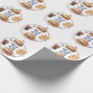 Papel De Presente Festa de Churrasco de Cachorro Quente de 4 de Julh