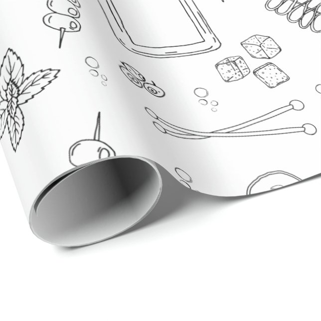 Papel De Presente Festa de Cocktail de Gin e Tônica para Bebedores d (Ponta do rolo)