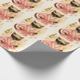 Papel De Presente Festa de Despedida de Solteira de Gata no tema Ros