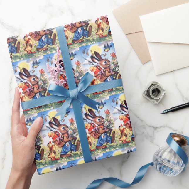 Papel De Presente Festa de Feriado de Coelhinho de Páscoa retrorativ (Presentear)