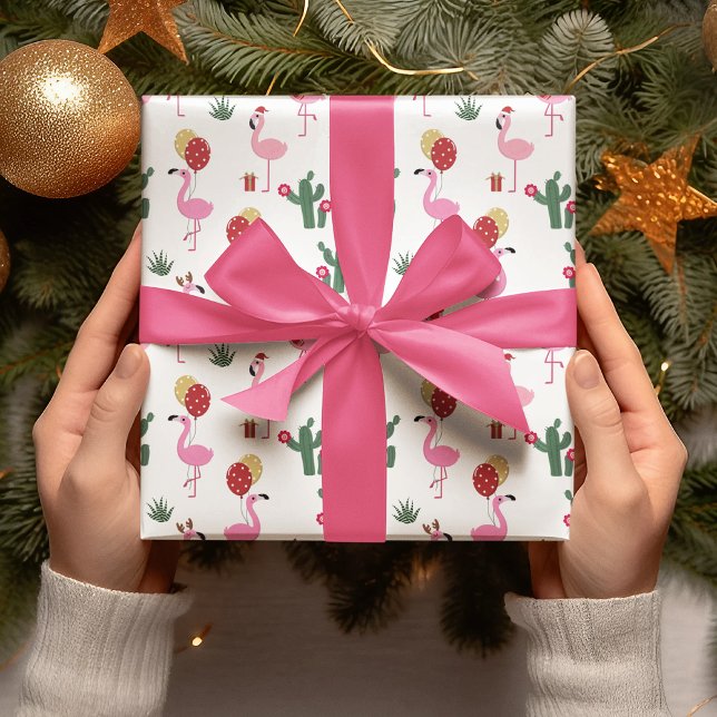 Papel De Presente Festa de Flamingo de Natal | Feriados (Criador carregado)