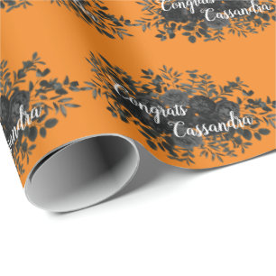 Papel De Presente Festa de Formatura Dark Gothic Rosa Preto Laranja