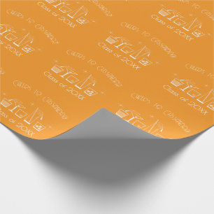 Papel De Presente Festa de Formatura de Chapéu e Coquetel Laranja