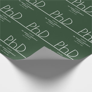 Papel De Presente Festa de formatura de grau PhD verde