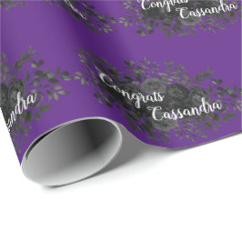 Papel De Presente Festa de formatura Gótica Rosa preto Roxo