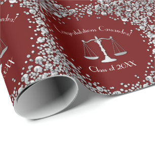 Papel De Presente Festa de formatura Maroon Silver Escola de Direito
