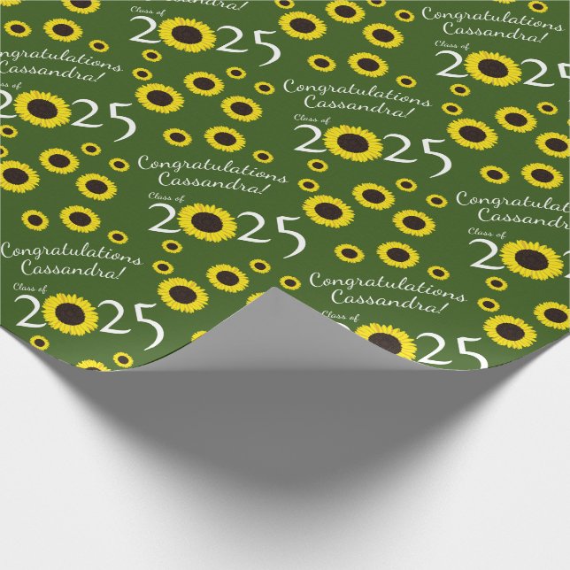 Papel De Presente Festa de Formatura País das Girassóis Verde (Ponta)
