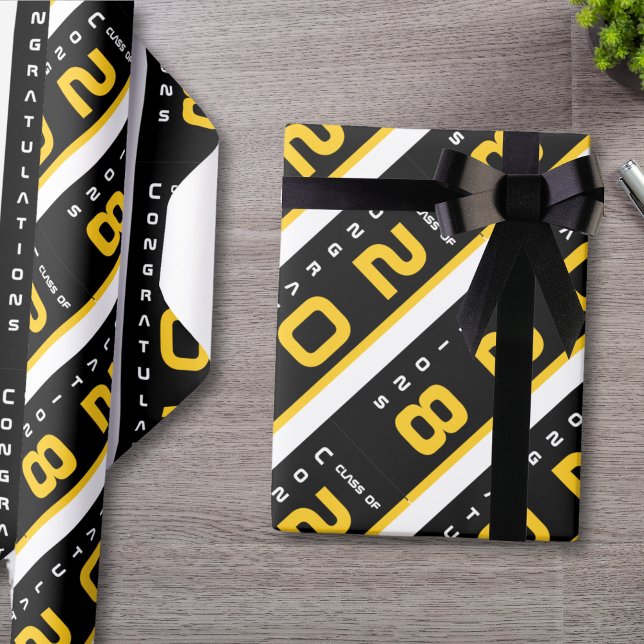 Papel De Presente Festa de formatura Preta Dourada Moderna (Criador carregado)