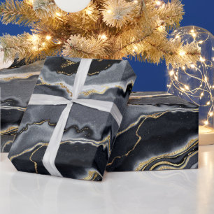 Papel De Presente Festa de glamour do carvão vegetal preto