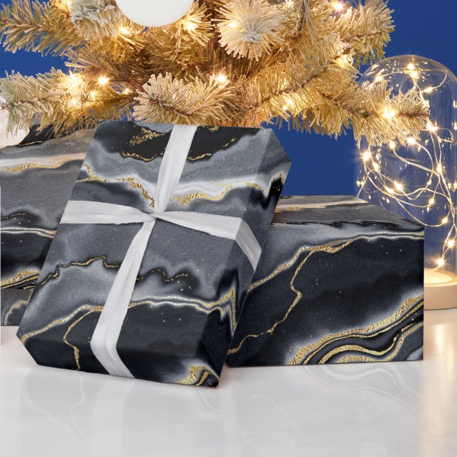 Papel De Presente Festa de glamour do carvão vegetal preto (Feriados)