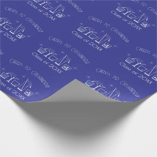 Papel De Presente Festa de Graduação de Chapéu e Coquetel Azul
