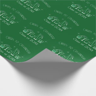 Papel De Presente Festa de Graduação de Chapéu e Coquetel Verde Escu