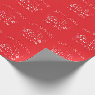 Papel De Presente Festa de Graduação de Chapéu e Coquetel Vermelho
