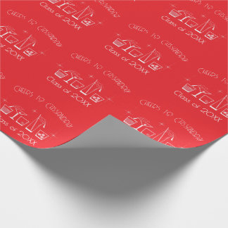 Papel De Presente Festa de Graduação de Chapéu e Coquetel Vermelho
