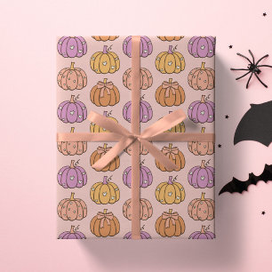 Papel De Presente Festa de Halloween Rosa Coquette Menina Abóbora Pr