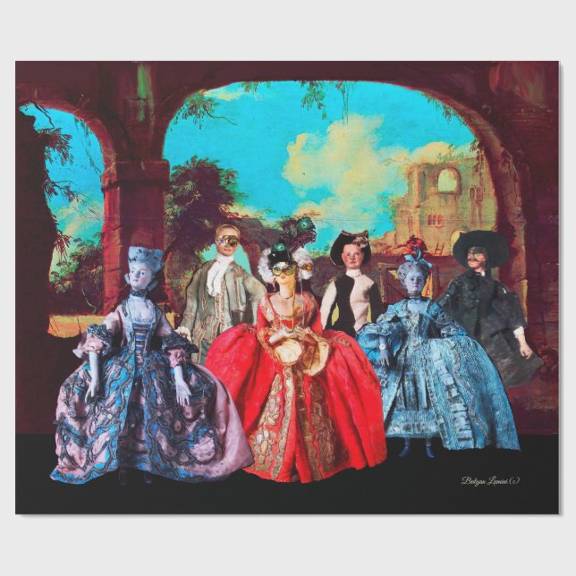 PAPEL DE PRESENTE FESTA DE MASCARADA DE BOMBAS ANTICOS VENETIANOS (Aberto)