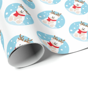 Papel De Presente Festa de Natal do Urso Polar Fofo