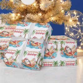 Papel De Presente Festa de Natal dos papais noeis na piscina