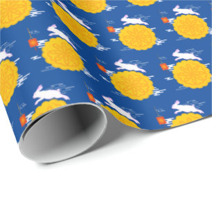 Papel De Presente Festa de outono de médio Coelho da Lua Saltando