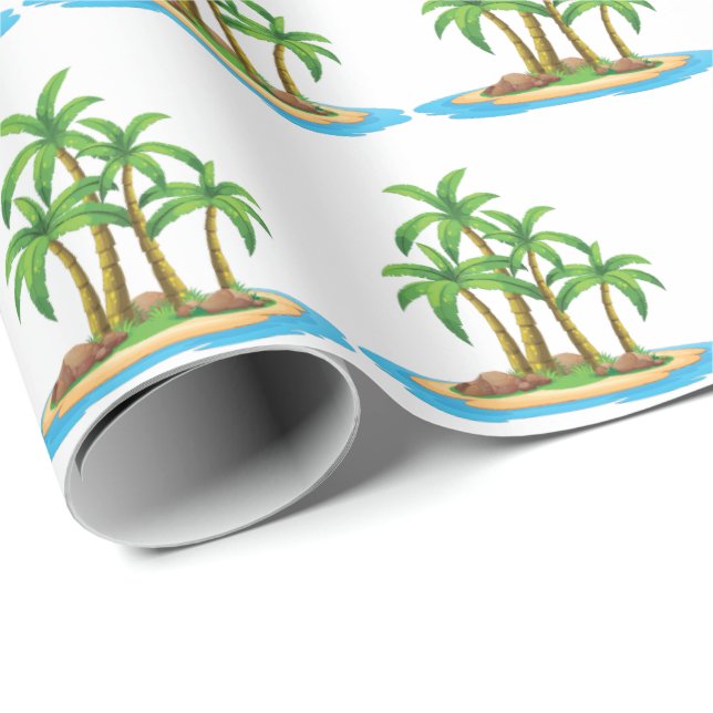 Papel De Presente Festa de padrão de palmeira de praia fofa (Ponta do rolo)