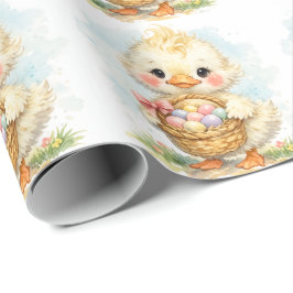 Papel De Presente Festa de Páscoa do Patinho Fofo