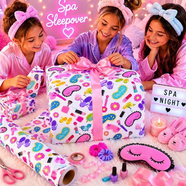 Papel De Presente Festa de Pijama Rosa  (Criador carregado)