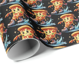 Papel De Presente Festa de pizza de patinação de gelo