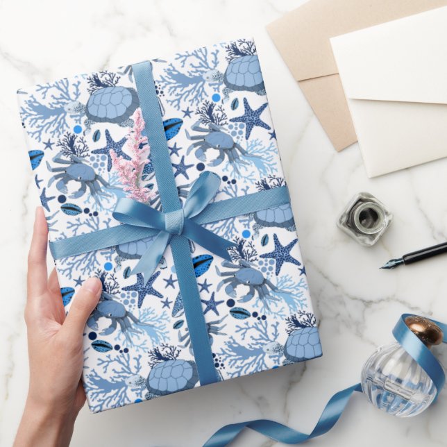 Papel De Presente Festa de praia das tartarugas-do-mar (Presentear)