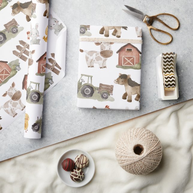 Papel De Presente Festa de primeiro aniversario de Animais de Explor (Artesanato)