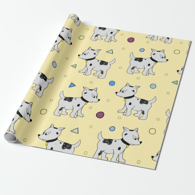 Papel De Presente Festa de Puppins Amarelo-Claro Personalizada (Desenrolado)