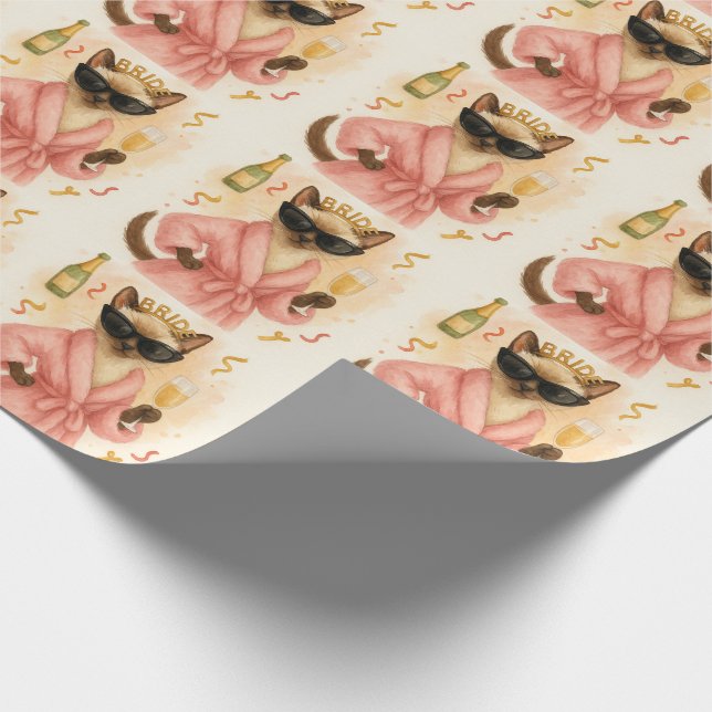 Papel De Presente Festa de solteira de gato no tema rosa (Ponta)